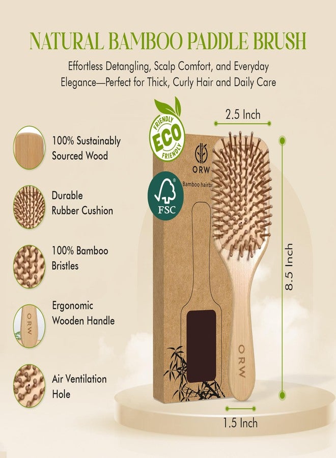 ORW OREN'S Bamboo Hair Brush for Hair Growth - Bamboo Bristle Detangler Paddle Brush, Scalp Stimulation – Natural, Sustainable Hair Care for Women, Men & Kids - Narrow - Image 3